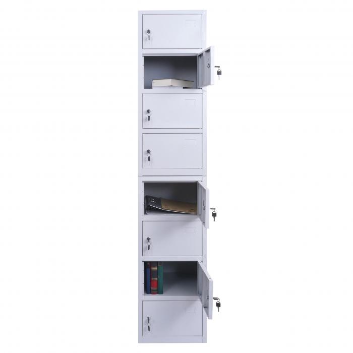 Schliefachschrank HWC-L61, Aktenschrank Broschrank Mehrzweckschrank, abschliebar Metall 180x38x42cm ~ grau