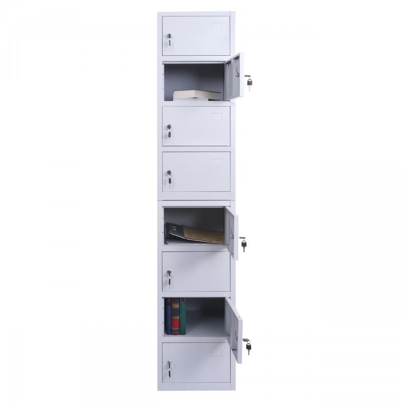 Schliefachschrank HWC-L61, Aktenschrank Broschrank Mehrzweckschrank, abschliebar Metall 180x38x42cm ~ grau