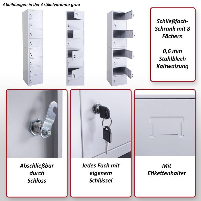 Schliefachschrank HWC-L61, Aktenschrank Broschrank Mehrzweckschrank, abschliebar Metall 180x38x42cm ~ grau