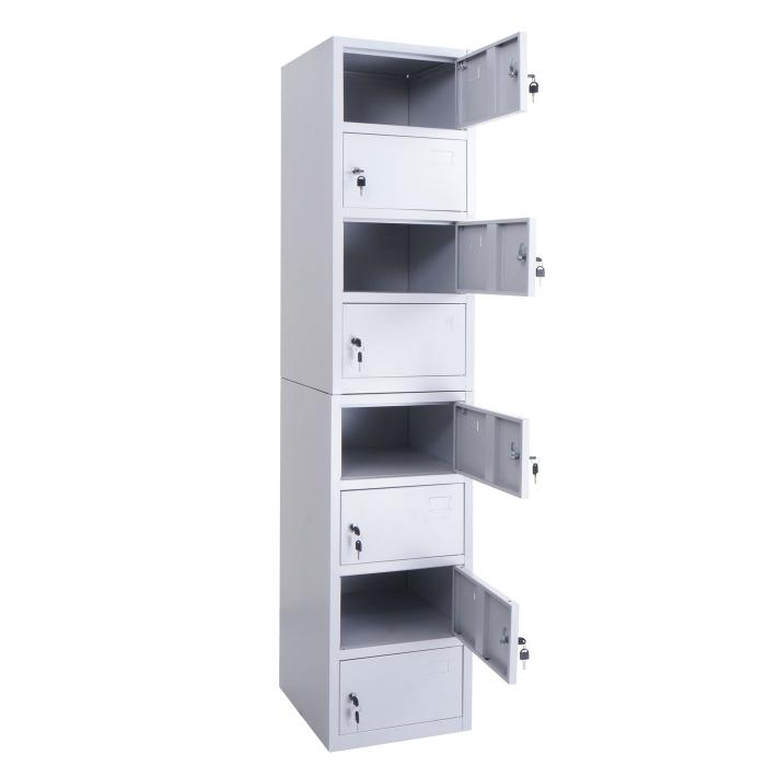 Schliefachschrank HWC-L61, Aktenschrank Broschrank Mehrzweckschrank, abschliebar Metall 180x38x42cm ~ grau