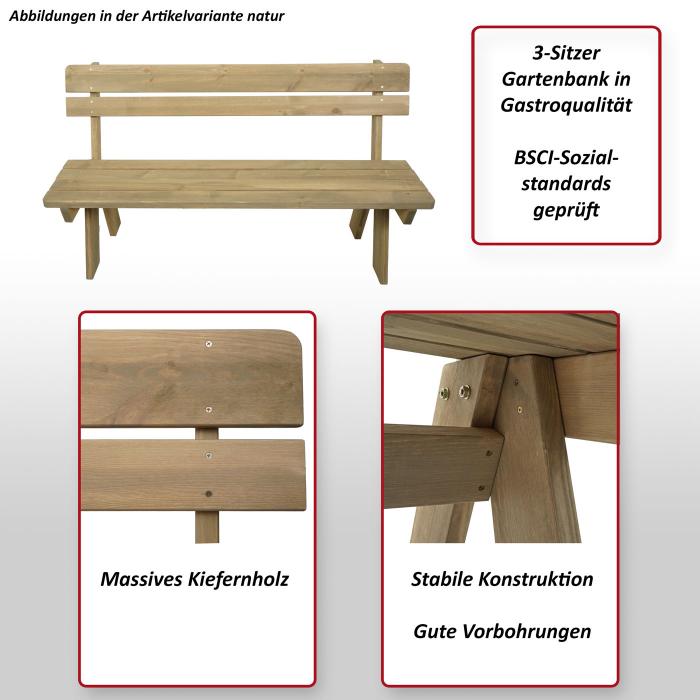 Gartenbank HWC-L66, Sitzbank Holzbank Parkbank, Gastronomie-Qualitt, Massiv-Holz 148cm ~ honigfarben