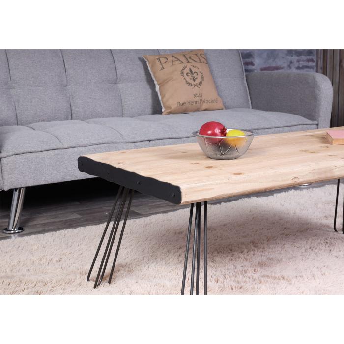 Couchtisch HWC-L73, Tisch Wohnzimmertisch, Industrial Massiv-Holz MVG-zertifiziert 120x60cm, natur