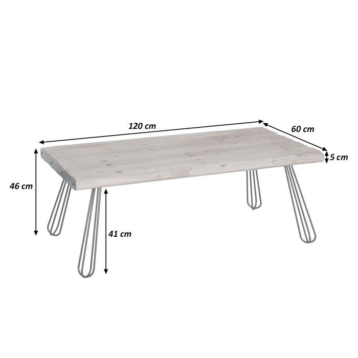 Couchtisch HWC-L73, Tisch Wohnzimmertisch, Industrial Massiv-Holz MVG-zertifiziert 120x60cm, natur