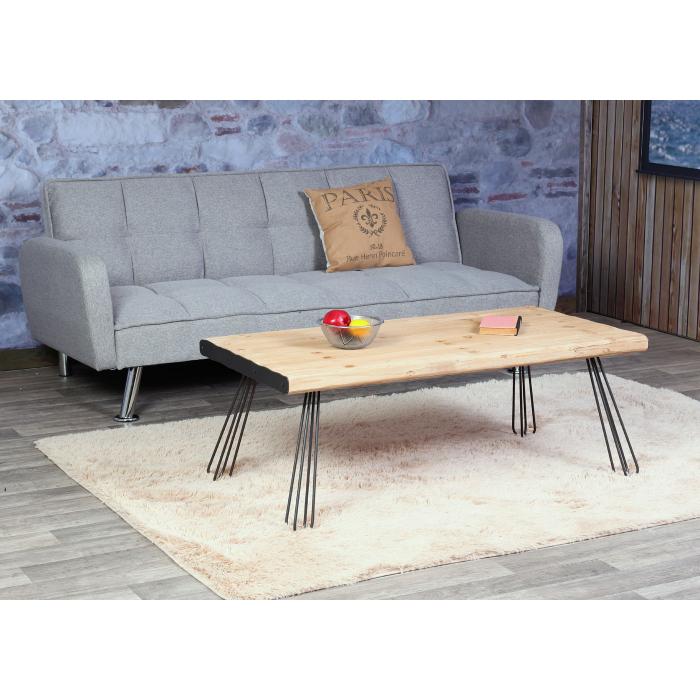 Couchtisch HWC-L73, Tisch Wohnzimmertisch, Industrial Massiv-Holz MVG-zertifiziert 120x60cm, natur