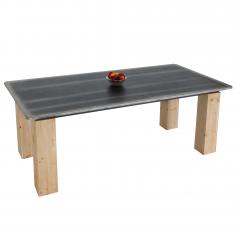 Esstisch HWC-L76, Tisch Esszimmertisch, Industrial Massiv-Holz MVG-zertifiziert 200x100cm, natur mit Metall-Optik