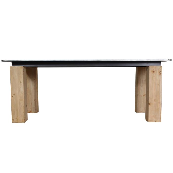 Esstisch HWC-L76, Tisch Esszimmertisch, Industrial Massiv-Holz MVG-zertifiziert 200x100cm, natur mit Metall-Optik
