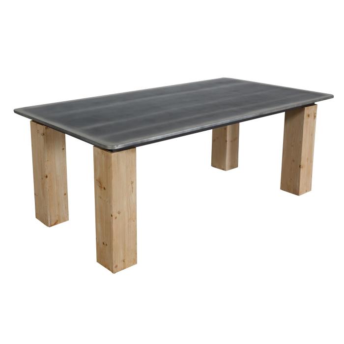 Esstisch HWC-L76, Tisch Esszimmertisch, Industrial Massiv-Holz MVG-zertifiziert 200x100cm, natur mit Metall-Optik