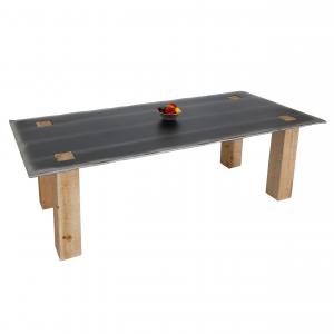 Esstisch HWC-L76, Tisch Esszimmertisch, Industrial Massiv-Holz MVG-zertifiziert 240x100cm, natur mit Metall-Optik