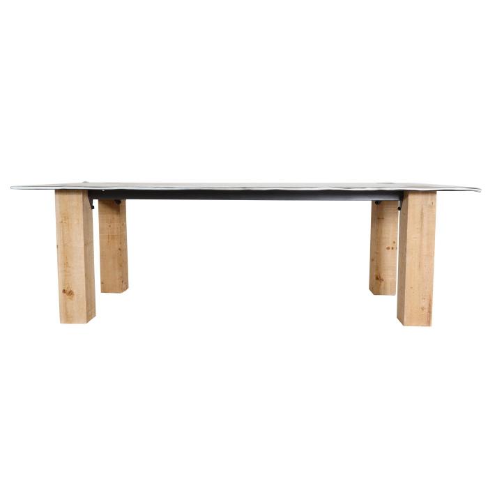 Esstisch HWC-L76, Tisch Esszimmertisch, Industrial Massiv-Holz MVG-zertifiziert 240x100cm, natur mit Metall-Optik