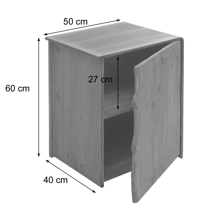 Defekte Ware (Kratzer/Ecke defekt SK2) | Beistelltisch HWC-L76, Schrank, Massiv-Holz 60x50x40cm, natur mit Metall-Optik