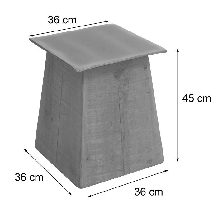 Beistelltisch HWC-L76b, Blumentisch Tisch, Industrial Massiv-Holz MVG-zertifiziert 45x36x36cm, natur mit Metall-Optik