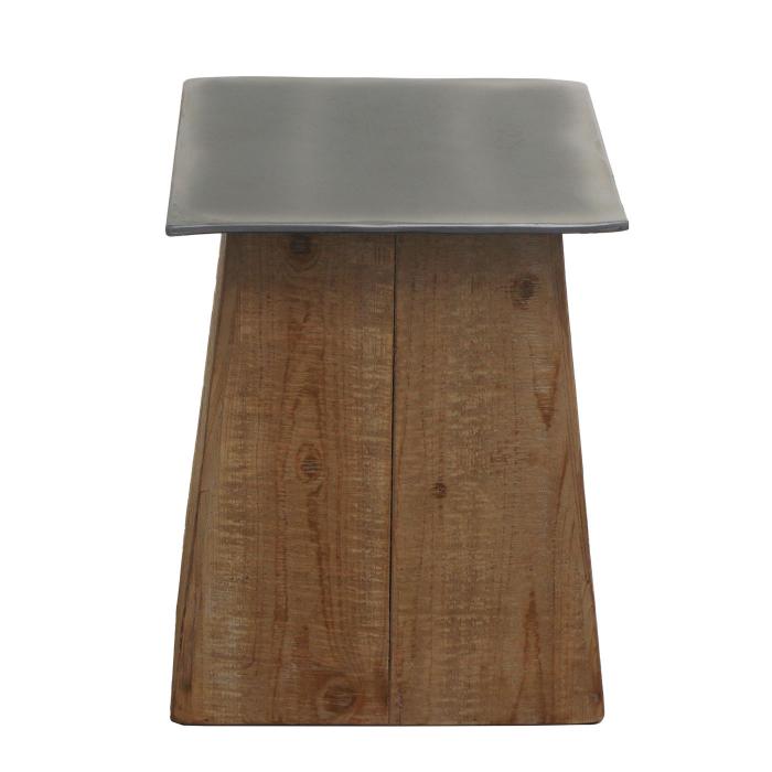 Hocker HWC-L76, Sitzhocker Holzhocker, Industrial Massiv-Holz MVG-zertifiziert, natur mit Metall-Optik