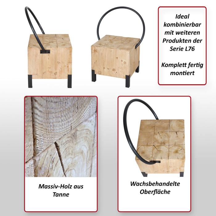 4er-Set Esszimmerstuhl HWC-L76, Besucherstuhl Hocker, Industrial Metall Massiv-Holz MVG-zertifiziert, natur