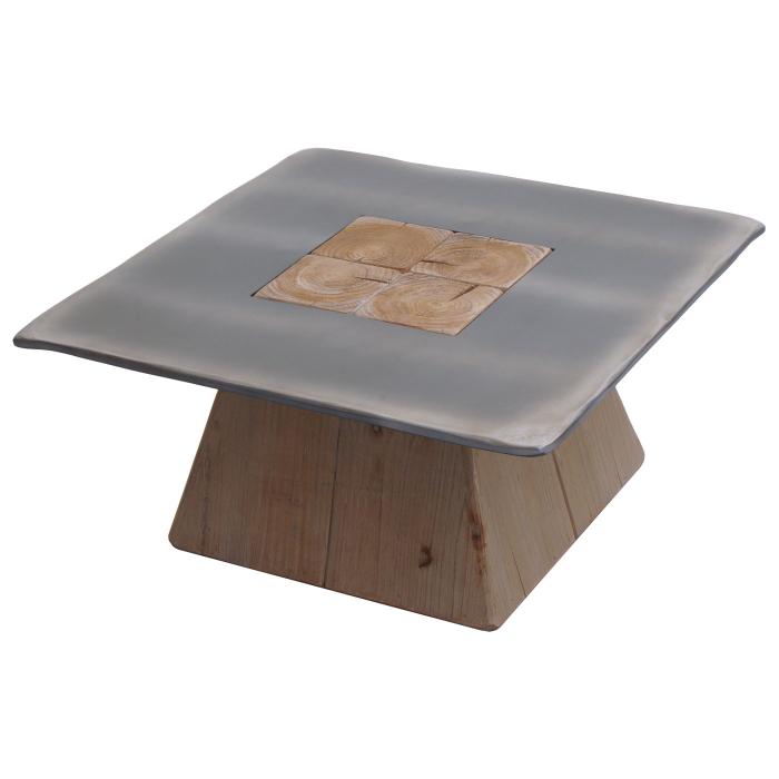 Couchtisch HWC-L76, Wohnzimmertisch Beistelltisch, Industrial Massiv-Holz MVG, 60x60cm natur mit Metall-Optik