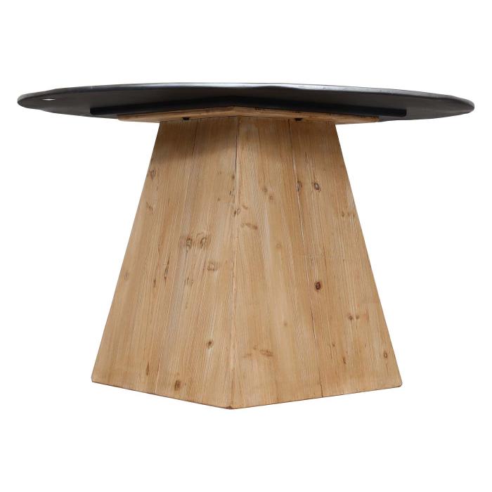 Esstisch HWC-L76, Tisch Esszimmertisch, rund Industrial Massiv-Holz MVG-zertifiziert 74x120cm, natur mit Metall-Optik