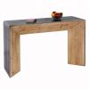 Konsolentisch HWC-L76, Telefontisch Beistelltisch Tisch, Industrial Massiv-Holz MVG, 80x120x40cm natur mit Metall-Optik