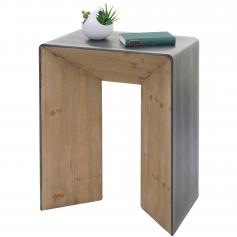 Konsolentisch HWC-L76, Telefontisch Beistelltisch Tisch, Industrial Massiv-Holz MVG, 80x60x40cm natur mit Metall-Optik