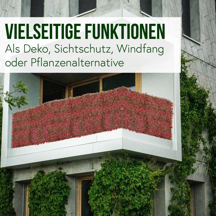 Wandfliese HWC-L78, Sichtschutz Windschutz Verkleidung fr Terrasse/Balkon, 4x je 50x50cm = 1m ~ Ahorn rot