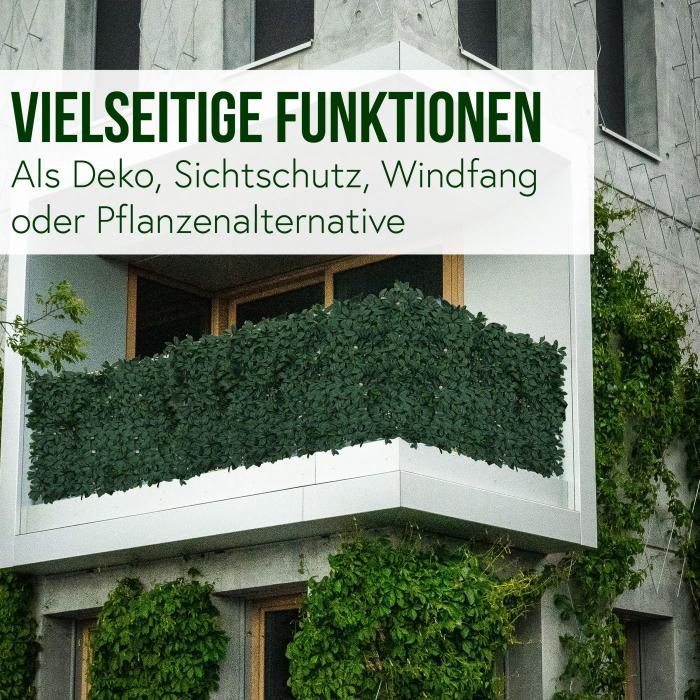 Wandfliese HWC-L78, Sichtschutz Windschutz Verkleidung fr Terrasse/Balkon, 4x je 50x50cm = 1m ~ Lorbeer grn