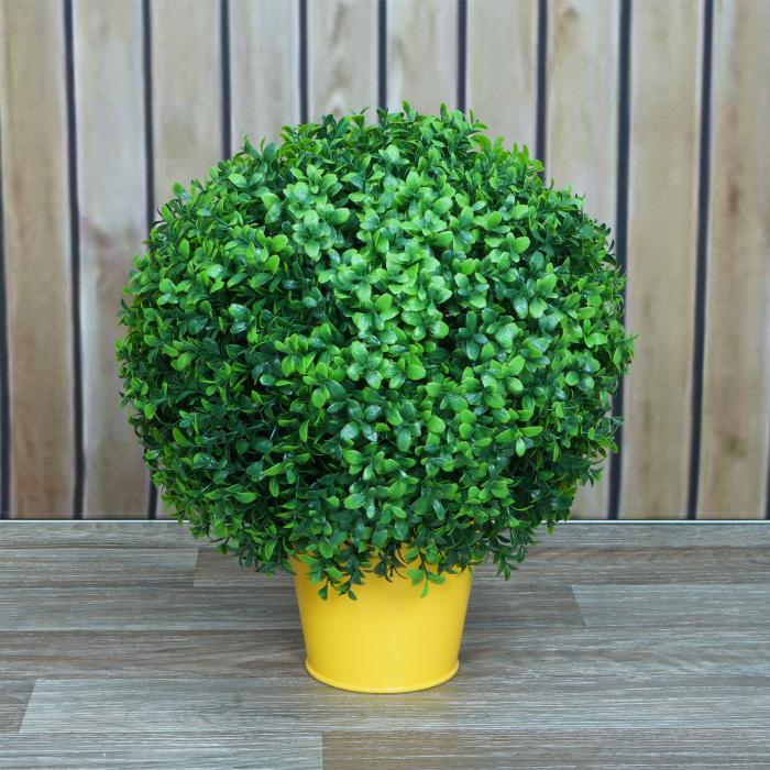 Knstlicher Busch HWC-L77, Buchskugel Dekopflanze Buchsbaumkugel Kunstpflanze Buxus, Outdoor  35cm ~ grn