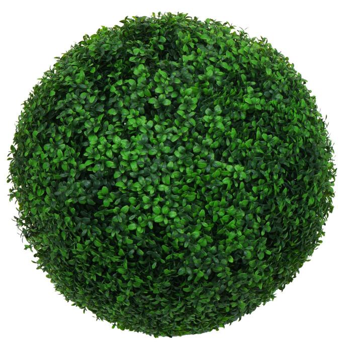 Knstlicher Busch HWC-L77, Buchskugel Dekopflanze Buchsbaumkugel Kunstpflanze Buxus, Outdoor  55cm ~ grn