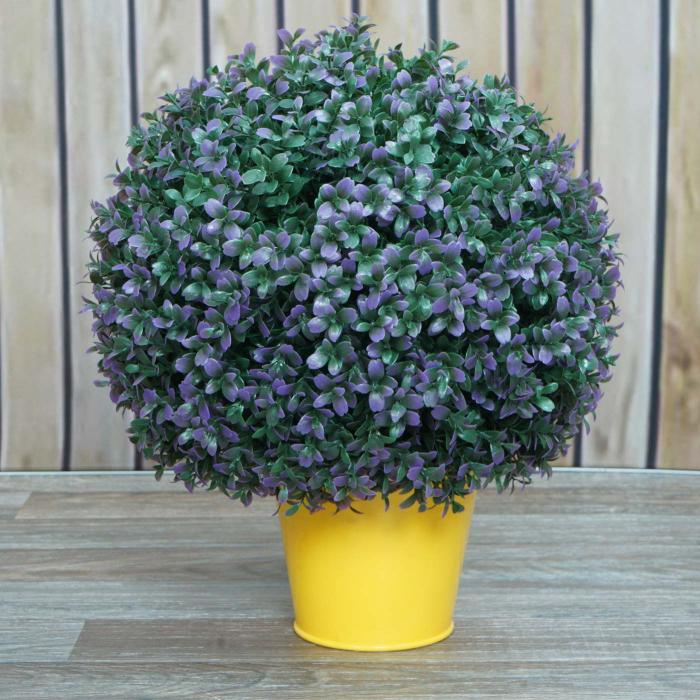 Knstlicher Busch HWC-L77, Buchskugel Dekopflanze Buchsbaumkugel Kunstpflanze Buxus, Outdoor  35cm ~ lila