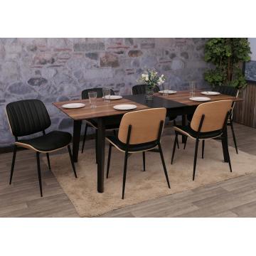 6er-Set Esszimmerstuhl HWC-O44, Kchenstuhl Stuhl, Bugholz Kunstleder ko-Tex FSC ~ natur, schwarz