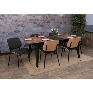 6er-Set Esszimmerstuhl HWC-O44, Kchenstuhl Stuhl, Bugholz Stoff (370g/m) ko-Tex FSC ~ natur, dunkelgrau