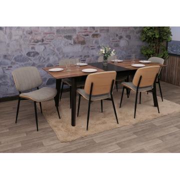6er-Set Esszimmerstuhl HWC-O44, Kchenstuhl Stuhl, Bugholz Stoff (370g/m) ko-Tex FSC ~ natur, hellgrau