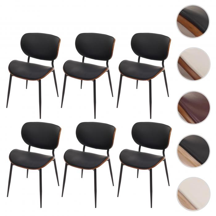 6er-Set Esszimmerstuhl HWC-O45, Stuhl, Bugholz Kunstleder 280g/m ko-Tex FSC ~ Walnuss-Optik, schwarz