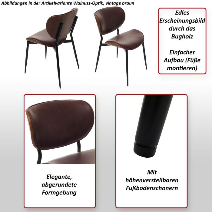 6er-Set Esszimmerstuhl HWC-O45, Stuhl, Bugholz Kunstleder 280g/m ko-Tex FSC ~ natur, wei