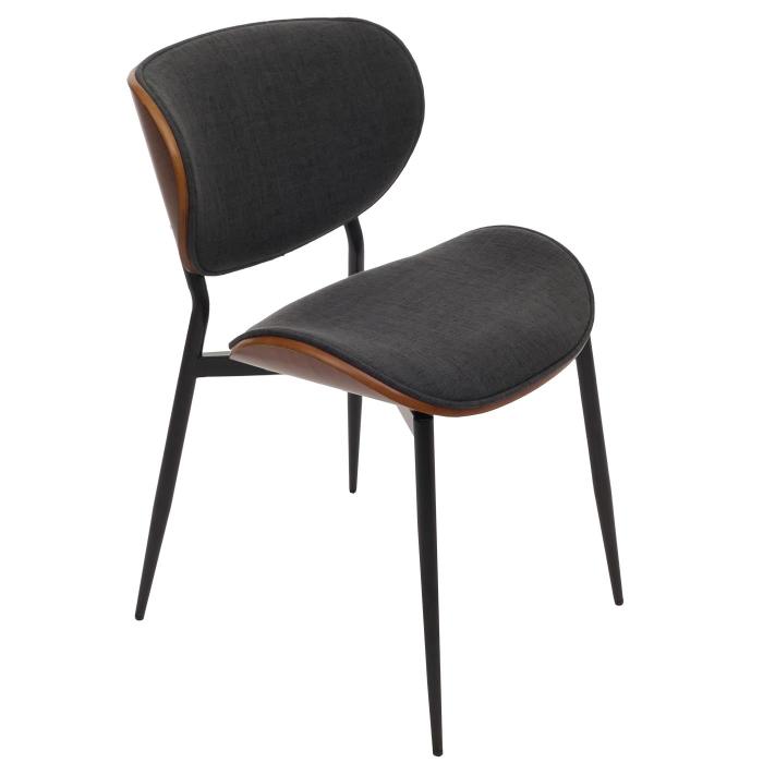 6er-Set Esszimmerstuhl HWC-O45, Bugholz Stoff (370g/m) ko-Tex FSC-zertifiziert ~ Walnuss-Optik, dunkelgrau