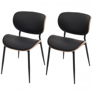 2er-Set Esszimmerstuhl HWC-O45, Stuhl, Bugholz Kunstleder 280g/m ko-Tex FSC ~ natur, schwarz