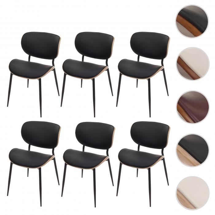 6er-Set Esszimmerstuhl HWC-O45, Stuhl, Bugholz Kunstleder 280g/m ko-Tex FSC ~ natur, schwarz