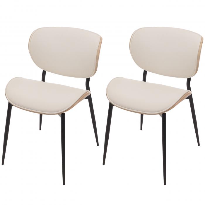 2er-Set Esszimmerstuhl HWC-O45, Stuhl, Bugholz Kunstleder 280g/m ko-Tex FSC ~ natur, wei