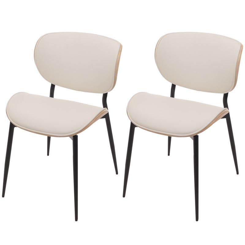 2er-Set Esszimmerstuhl HWC-O45, Stuhl, Bugholz Kunstleder 280g/m ko-Tex FSC ~ natur, wei