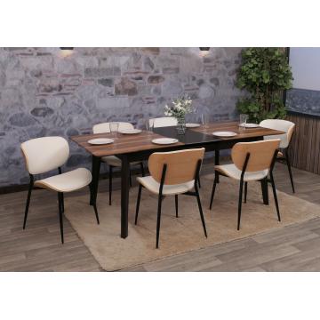 6er-Set Esszimmerstuhl HWC-O45, Stuhl, Bugholz Kunstleder 280g/m ko-Tex FSC ~ natur, wei