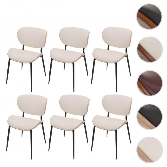 6er-Set Esszimmerstuhl HWC-O45, Stuhl, Bugholz Kunstleder 280g/m ko-Tex FSC ~ natur, wei
