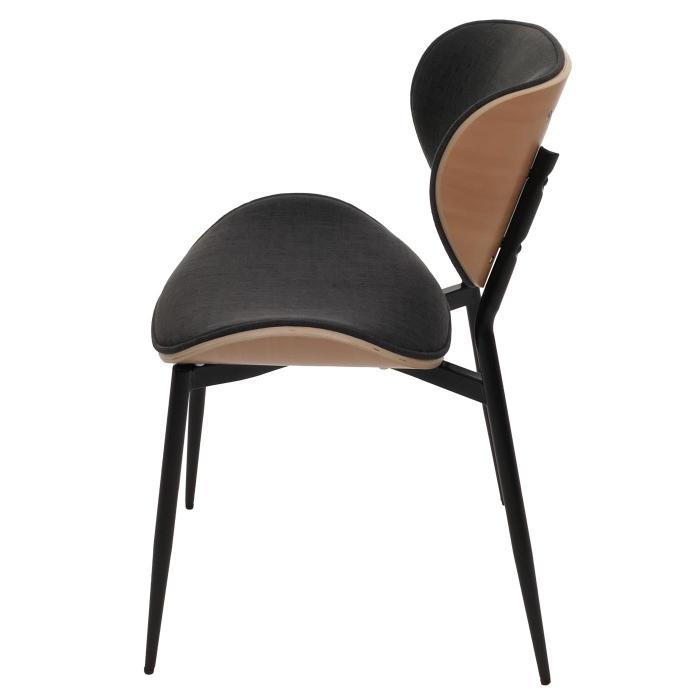 6er-Set Esszimmerstuhl HWC-O45, Bugholz Stoff (370g/m) ko-Tex FSC-zertifiziert ~ natur, dunkelgrau