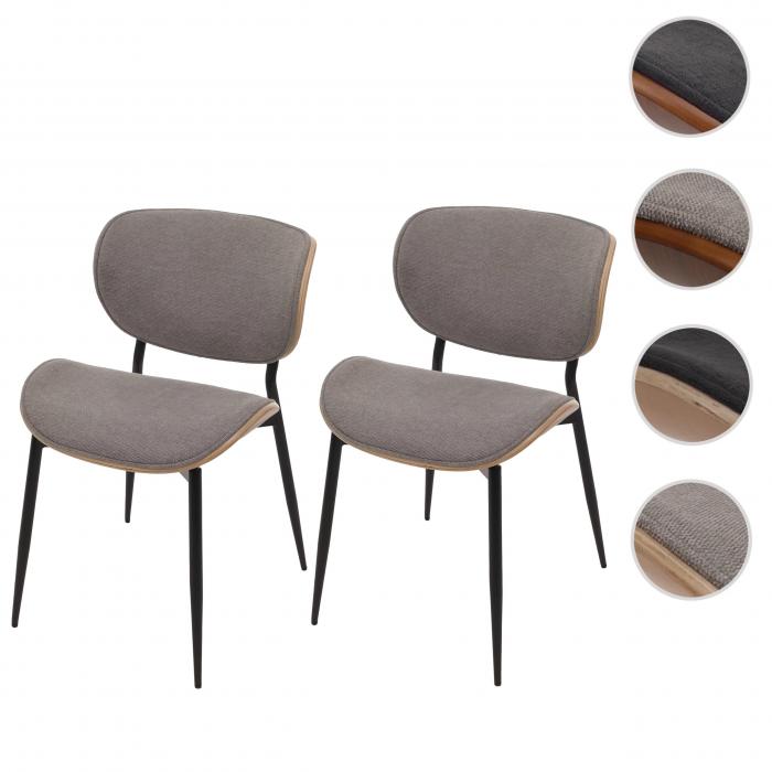 2er-Set Esszimmerstuhl HWC-O45, Bugholz Stoff (370g/m) ko-Tex FSC-zertifiziert ~ natur, hellgrau