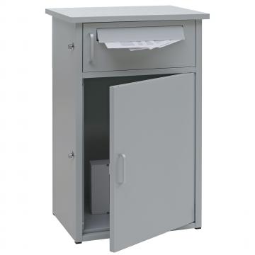 Paketkasten HWC-O51, Paketbox Paketfach Paketstation Briefkasten 2 Fcher, Stahl 78x49x38cm ~ hellgrau
