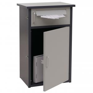 Paketkasten HWC-O51, Paketbox Paketfach Paketstation Briefkasten 2 Fcher, Stahl 78x49x38cm ~ dunkelgrau/hellgrau
