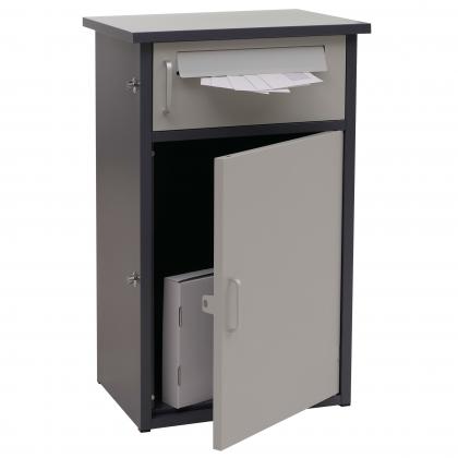 Paketkasten HWC-O51, Paketbox Paketfach Paketstation Briefkasten 2 Fächer, Stahl 78x49x38cm ~ dunkelgrau/hellgrau