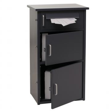 Paketkasten HWC-O51, Paketbox Paketfach Paketstation Briefkasten 3 Fcher, Stahl 89x49x38cm ~ dunkelgrau