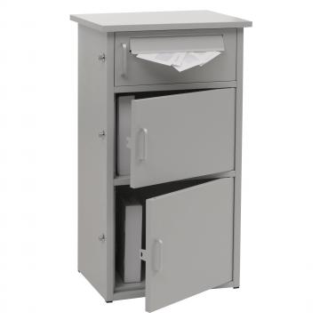 Paketkasten HWC-O51, Paketbox Paketfach Paketstation Briefkasten 3 Fcher, Stahl 89x49x38cm ~ hellgrau