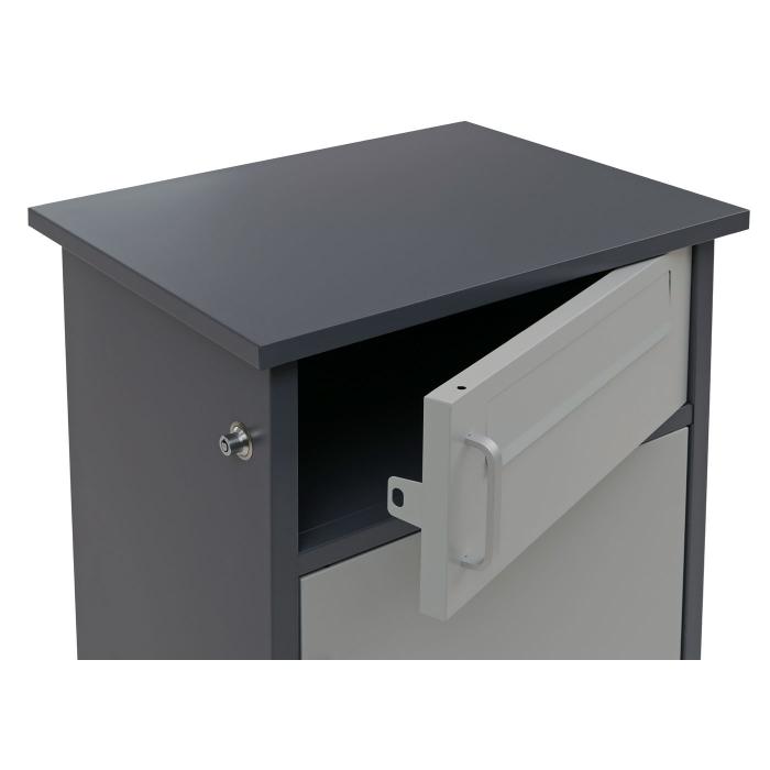 Paketkasten HWC-O51, Paketbox Paketfach Paketstation Briefkasten 3 Fcher, Stahl 89x49x38cm ~ dunkelgrau/hellgrau