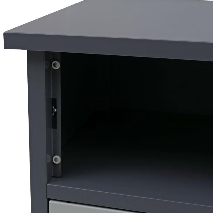 Paketkasten HWC-O51, Paketbox Paketfach Paketstation Briefkasten 3 Fcher, Stahl 89x49x38cm ~ dunkelgrau/hellgrau