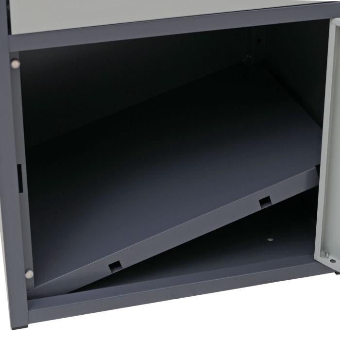 Paketkasten HWC-O51, Paketbox Paketfach Paketstation Briefkasten 3 Fcher, Stahl 89x49x38cm ~ dunkelgrau/hellgrau