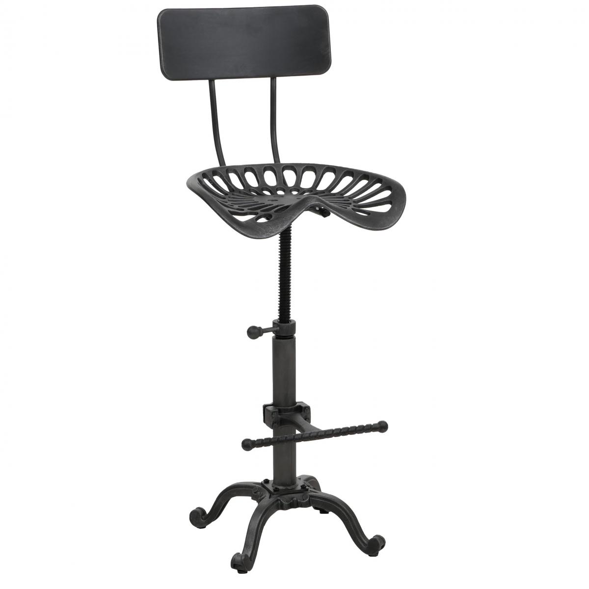 Barhocker HWC-N26, Barstuhl Tresenhocker, hhenverstellbar drehbar Fuablage Industrial Metall ~ schwarz-silber
