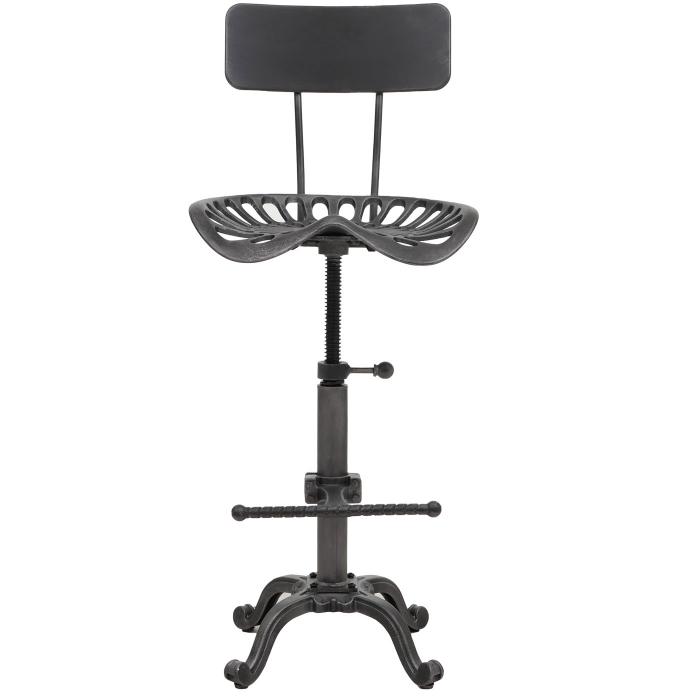 Barhocker HWC-N26, Barstuhl Tresenhocker, hhenverstellbar drehbar Fuablage Industrial Metall ~ schwarz-silber